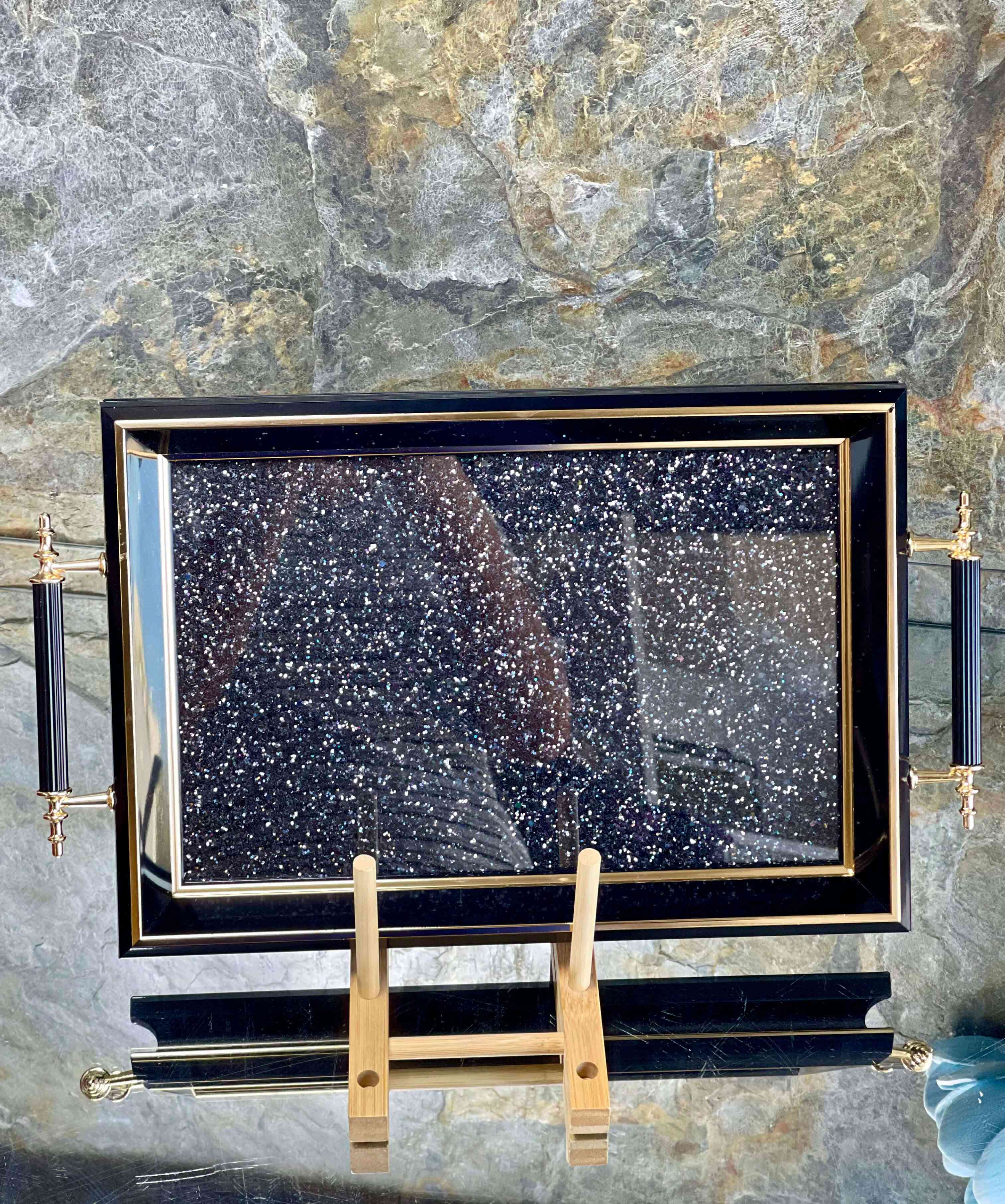 Plateau en verre à paillettes Taille moyenne