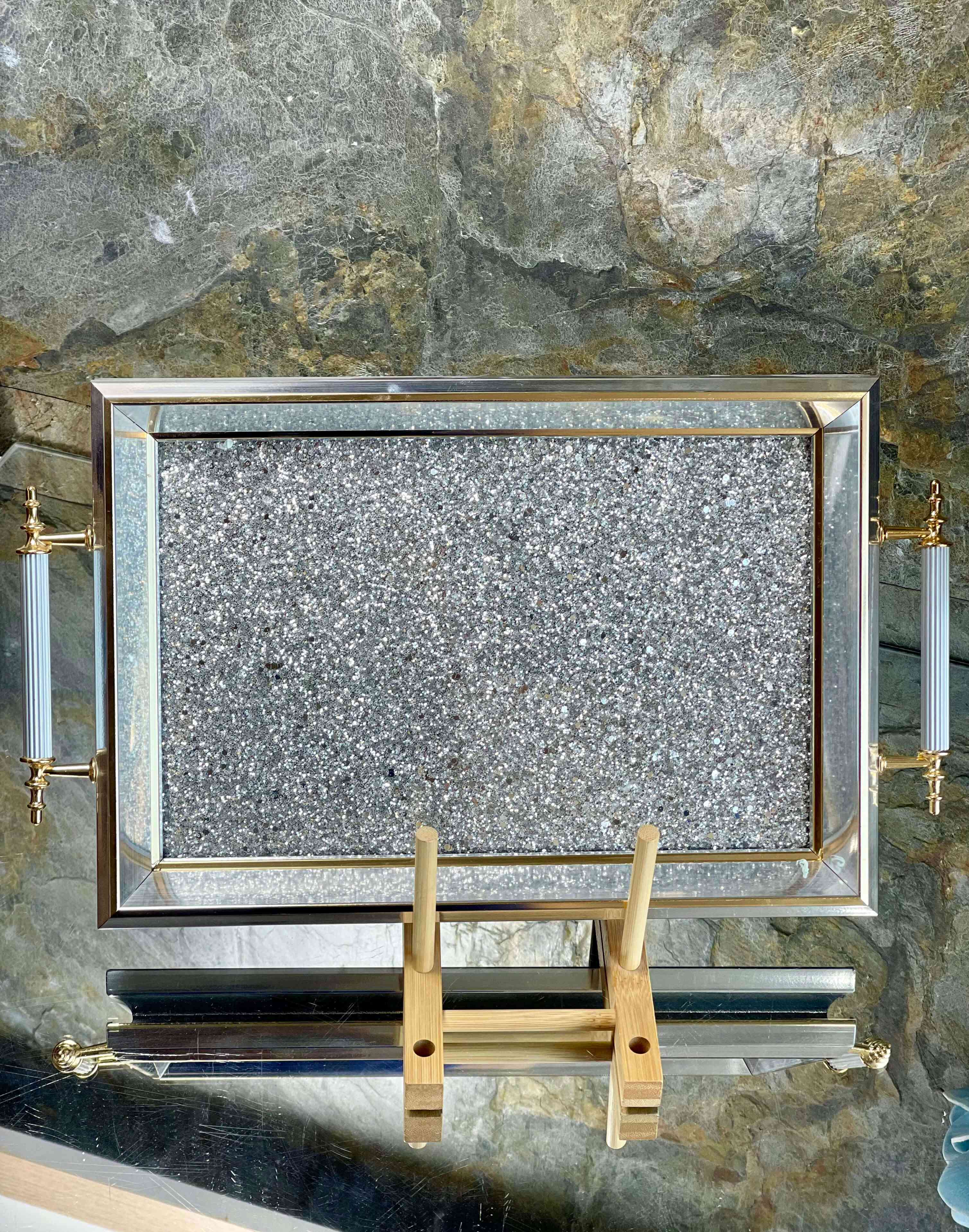 Plateau en verre à paillettes Taille moyenne