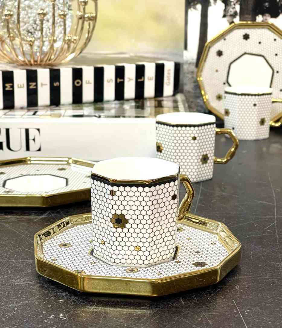 Service à café turc 12 pièces - Doré 