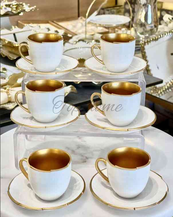 Service à café turc 12 pièces - Doré