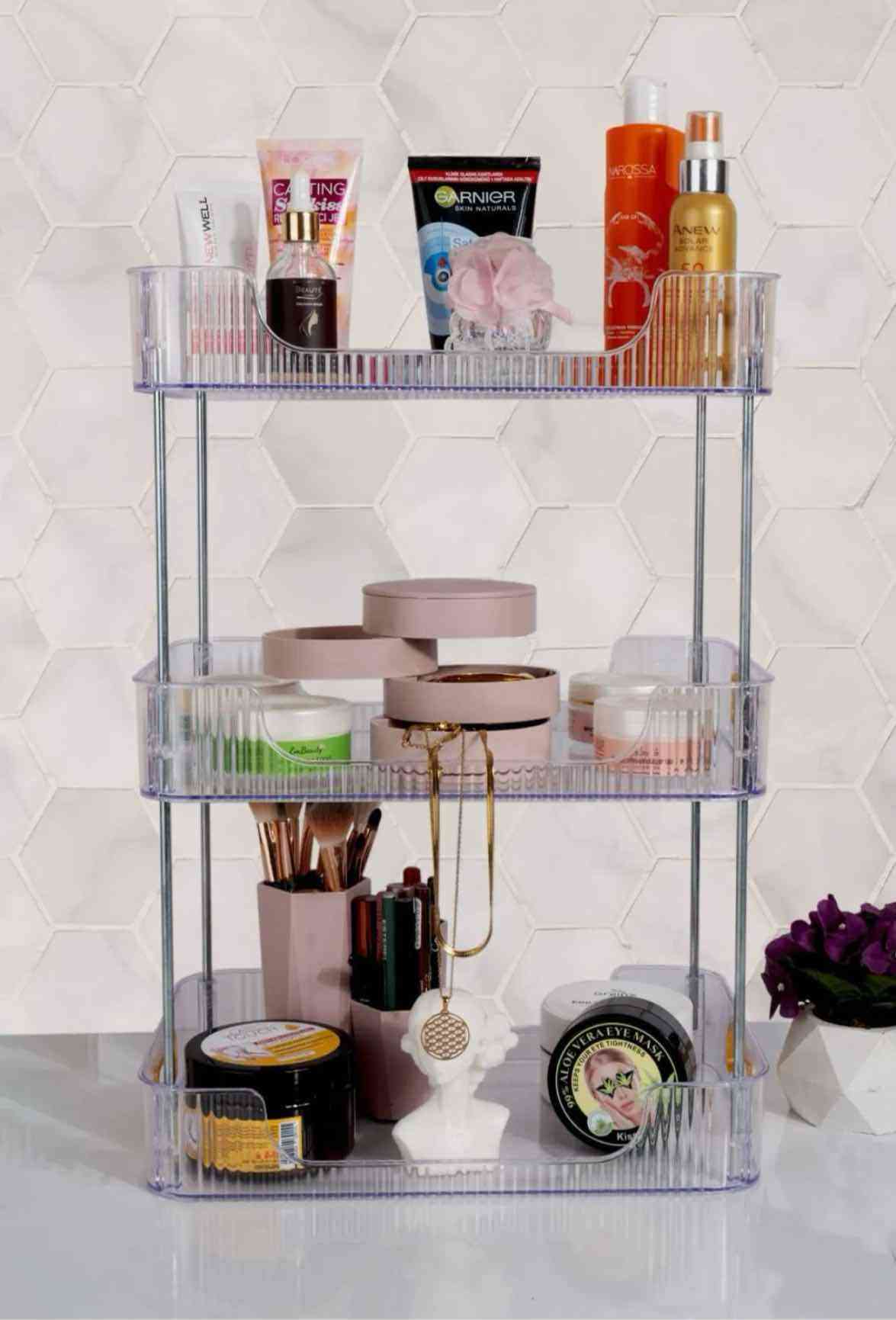 Étagère de rangement pour cosmétiques robuste - Grande capacité - Pour salle de bain et cuisine