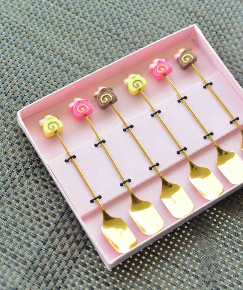 Lot de 6 cuillères à café mignonnes en acier inoxydable