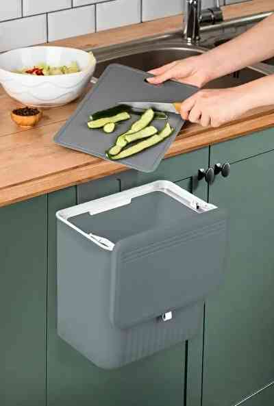 Poubelle de cuisine à suspendre gris