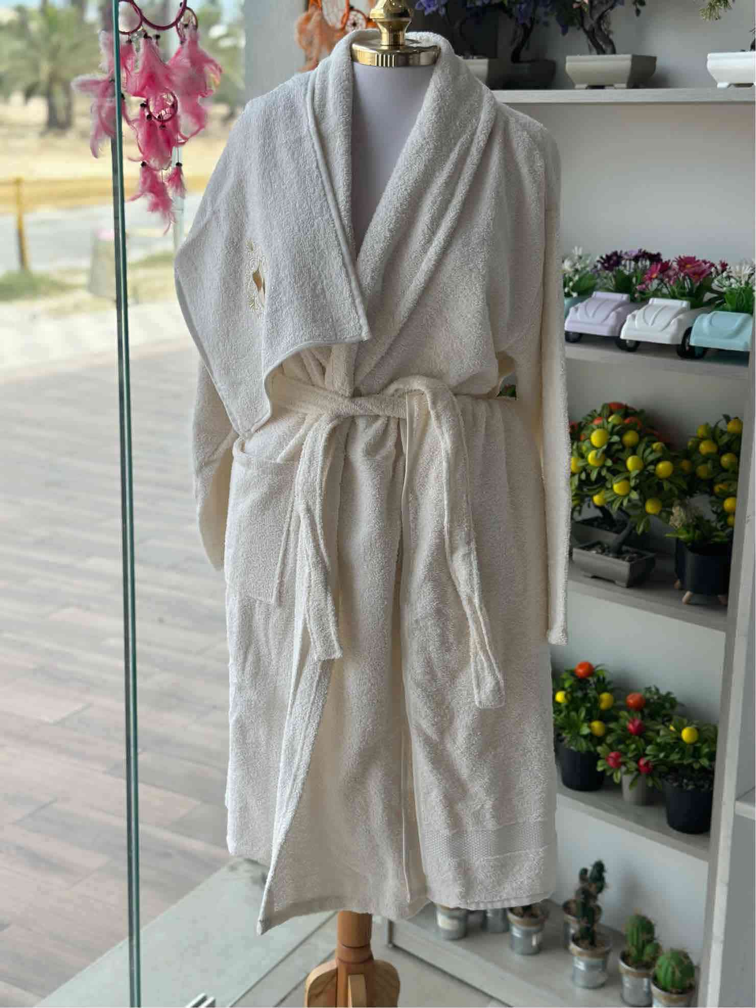 Peignoir de Bain 3 piéces Pour Homme - Blanc Cassé