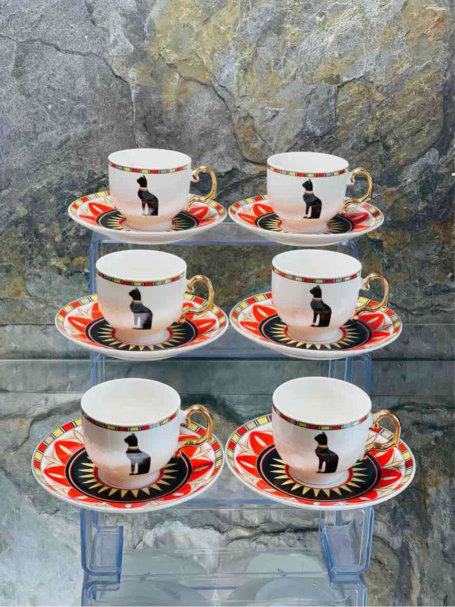 Service à café Noir pour 6 personnes, 12 pièces