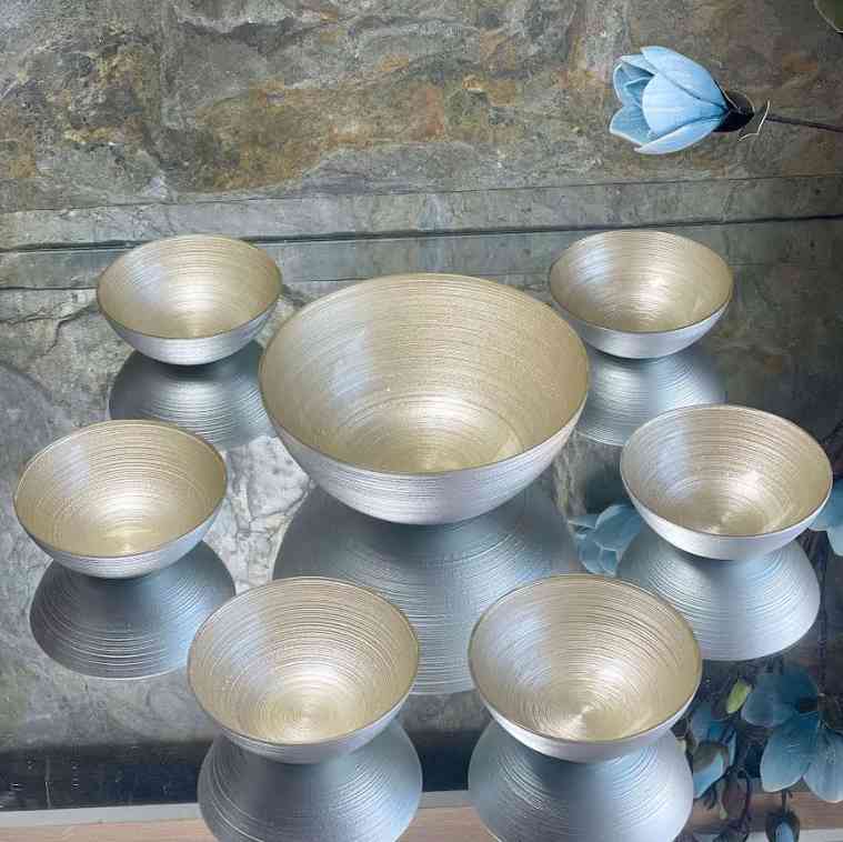 Pack Mouled - Lot de 7 bols en verre - 1 grand bol + 6 petits bols