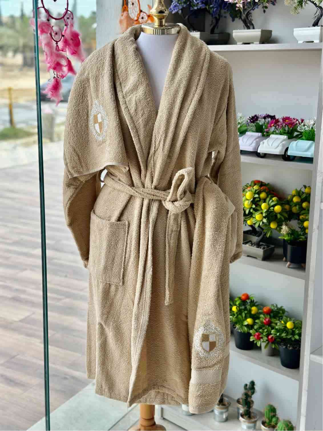 Peignoir de Bain 3 piéces Pour Homme - Beige