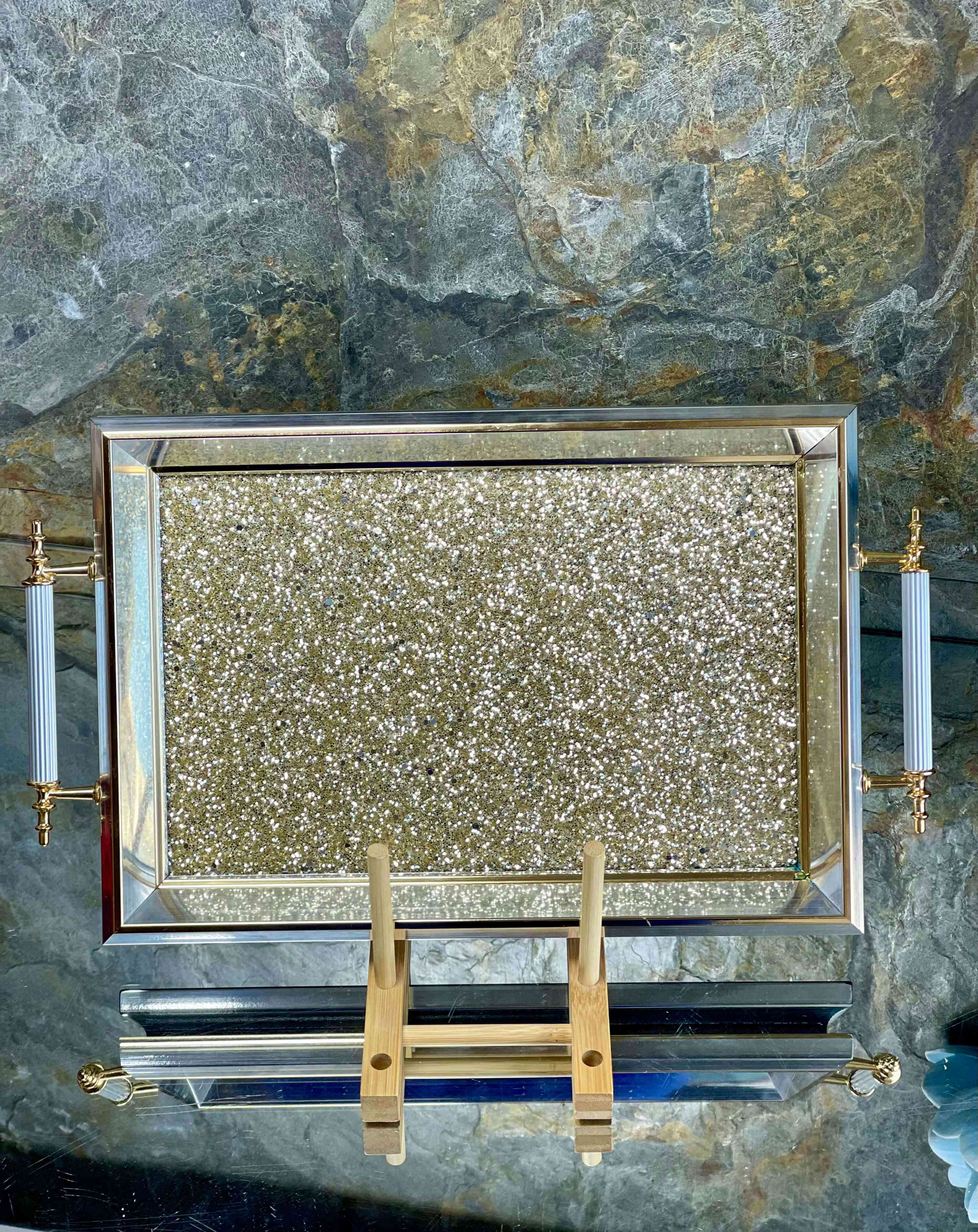 Plateau en verre à paillettes Taille moyenne