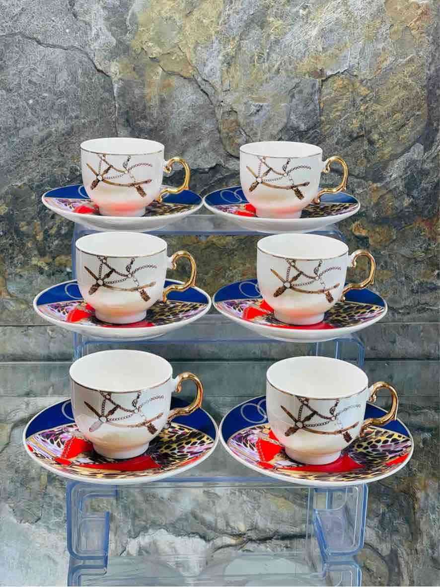 Service à café Noir pour 6 personnes, 12 pièces