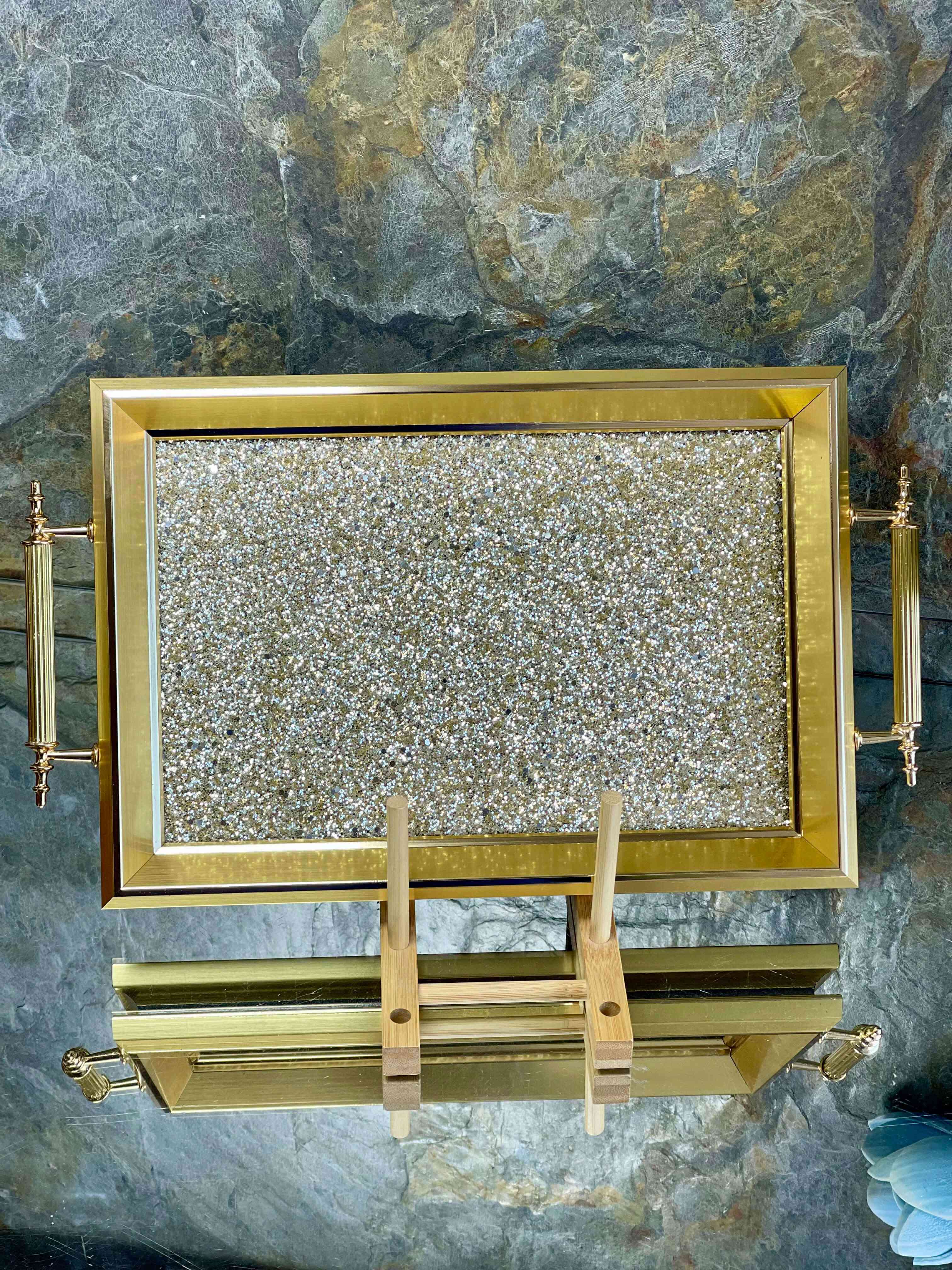 Plateau en verre à paillettes Taille moyenne