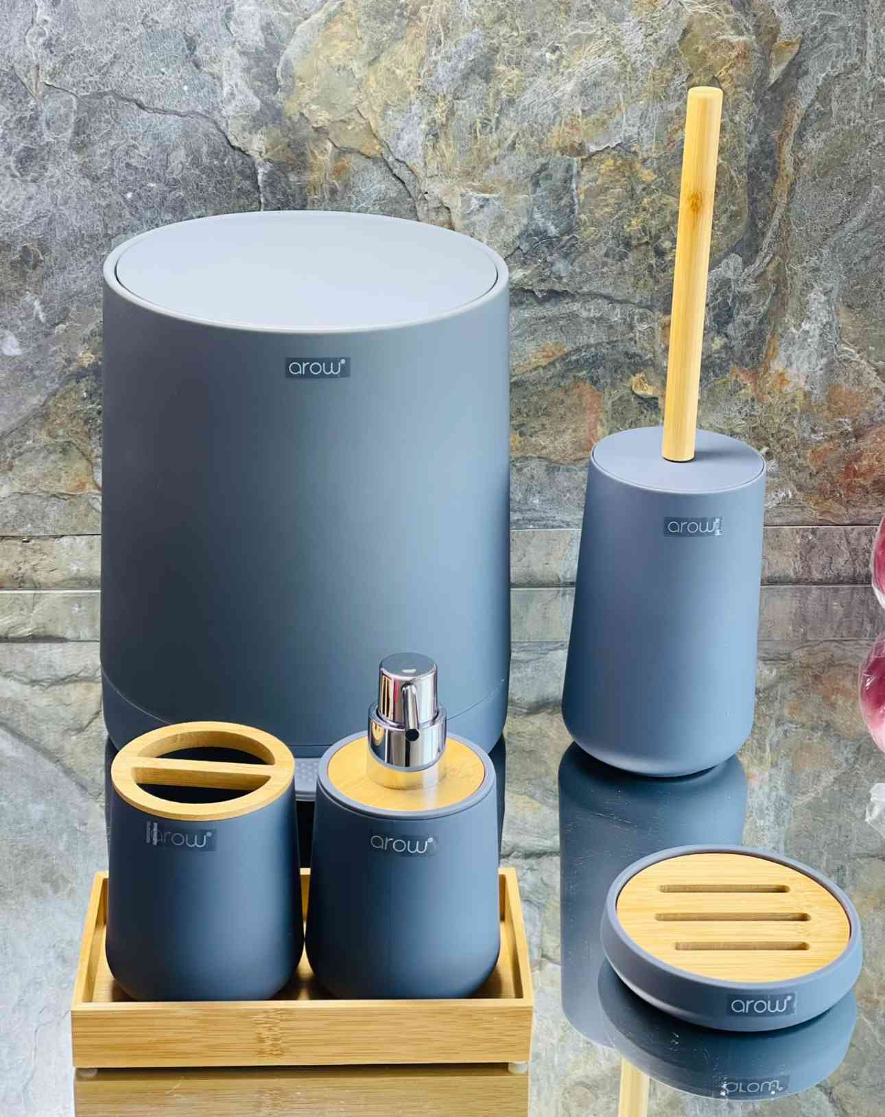 Ensemble d'Accessoires de Salle de Bain 5 Pièces en Acrylique