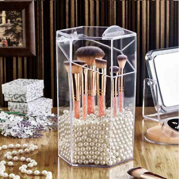 Organisateur Cosmétique Avec Couvercle Pour Maquillage Et Pinceaux