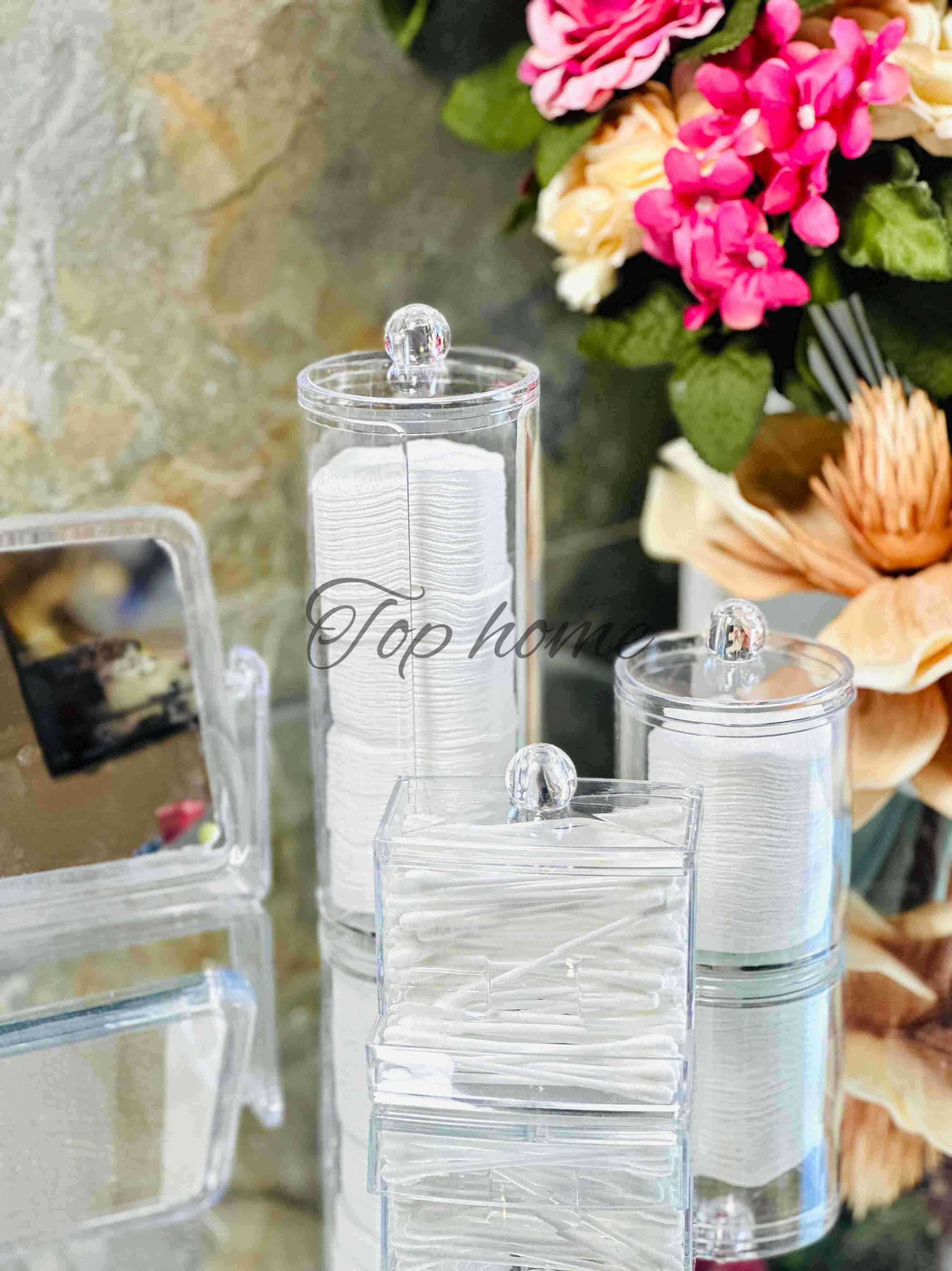 Lot de 3 boites de rangement Coton et bâtonnets transparent