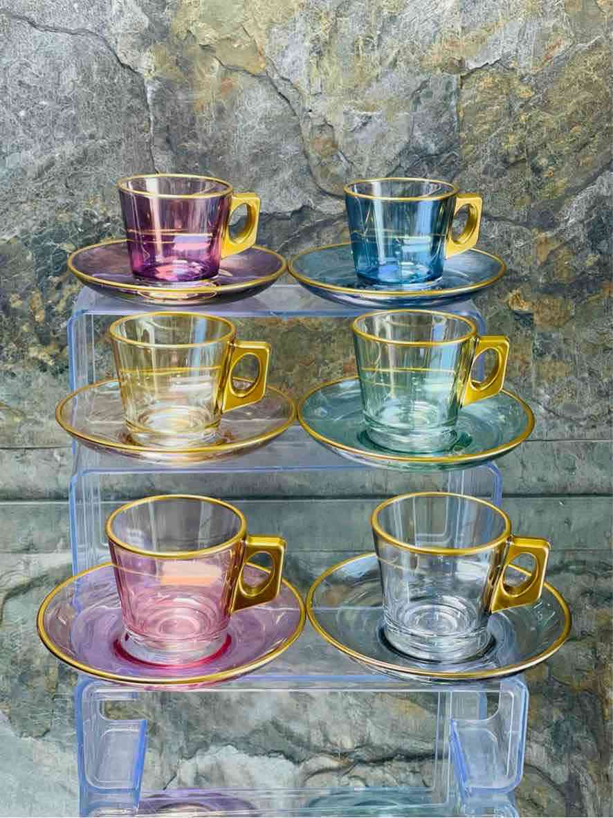 Service à café Noir pour 6 personnes, 12 pièces