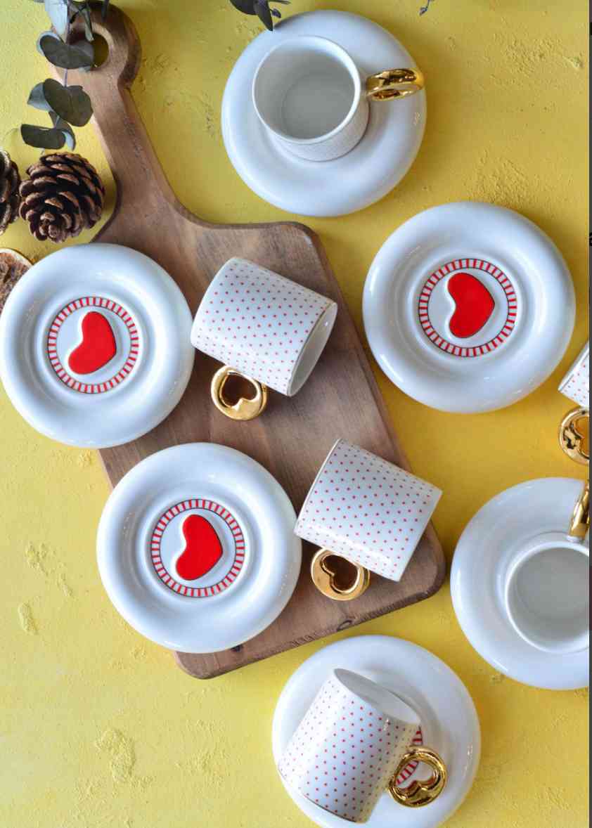 Service à café Noir En Porcelaine