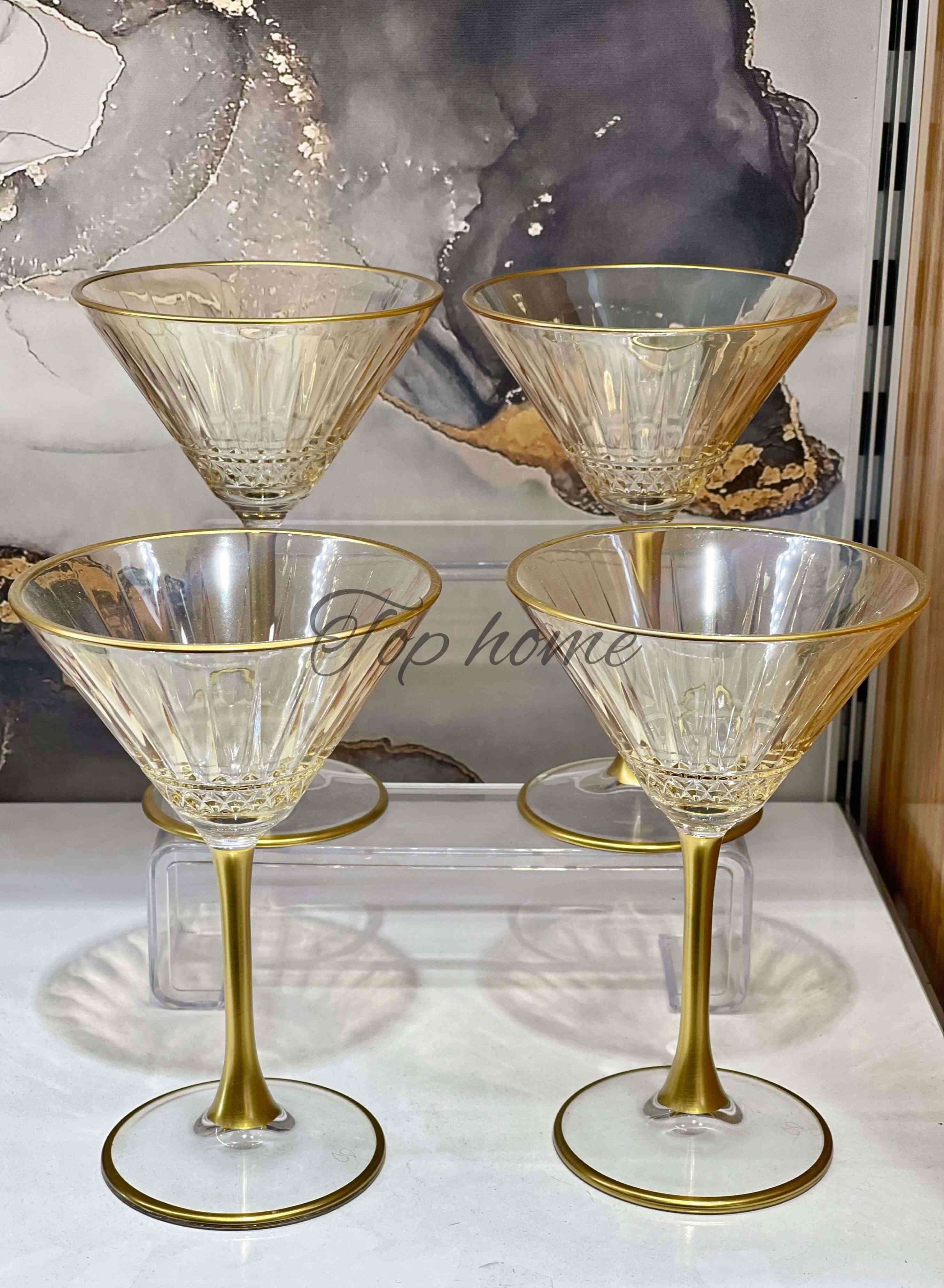 Lot de 4 verres à longue tige – 250 ml - Doré