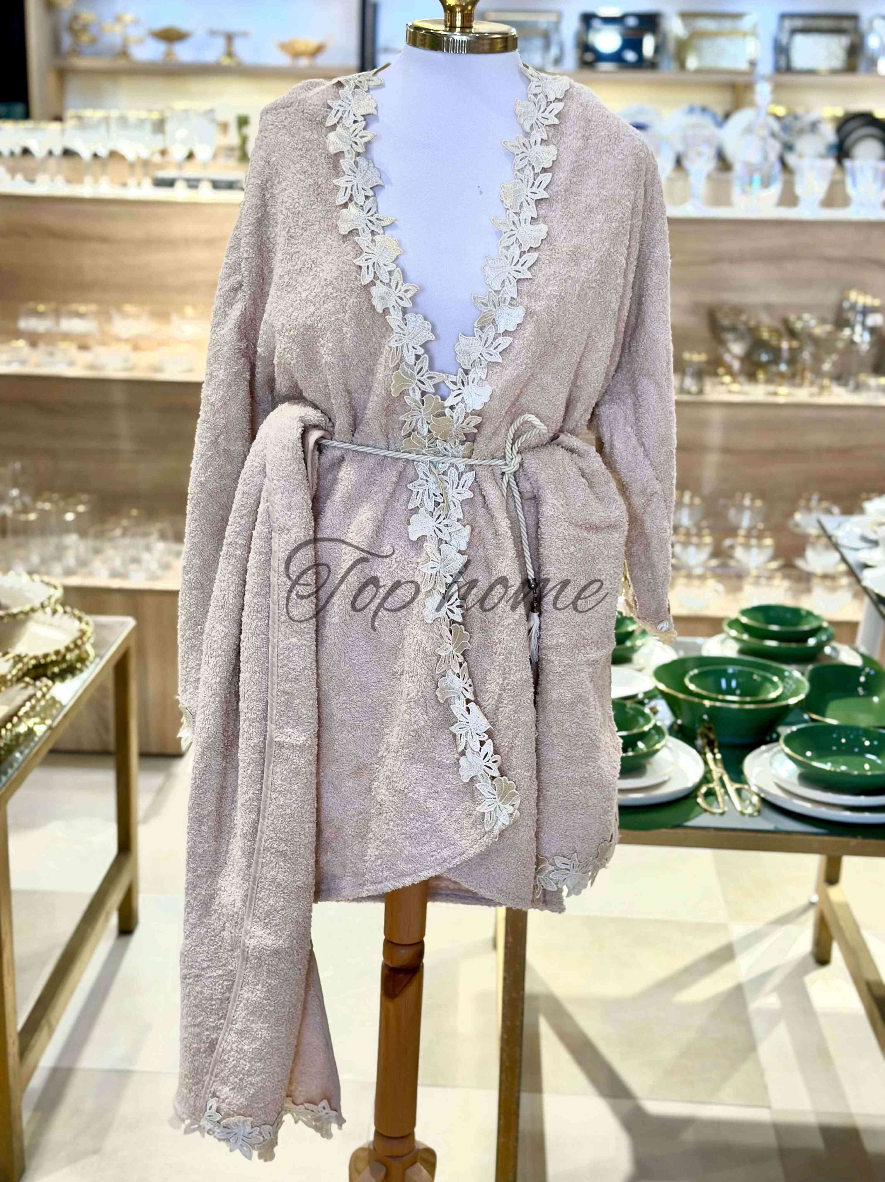 Peignoir de Bain Femme Beige