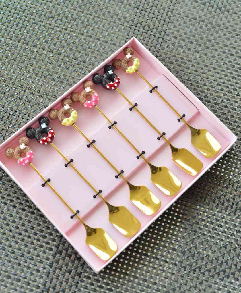 Lot de 6 cuillères à café mignonnes en acier inoxydable 