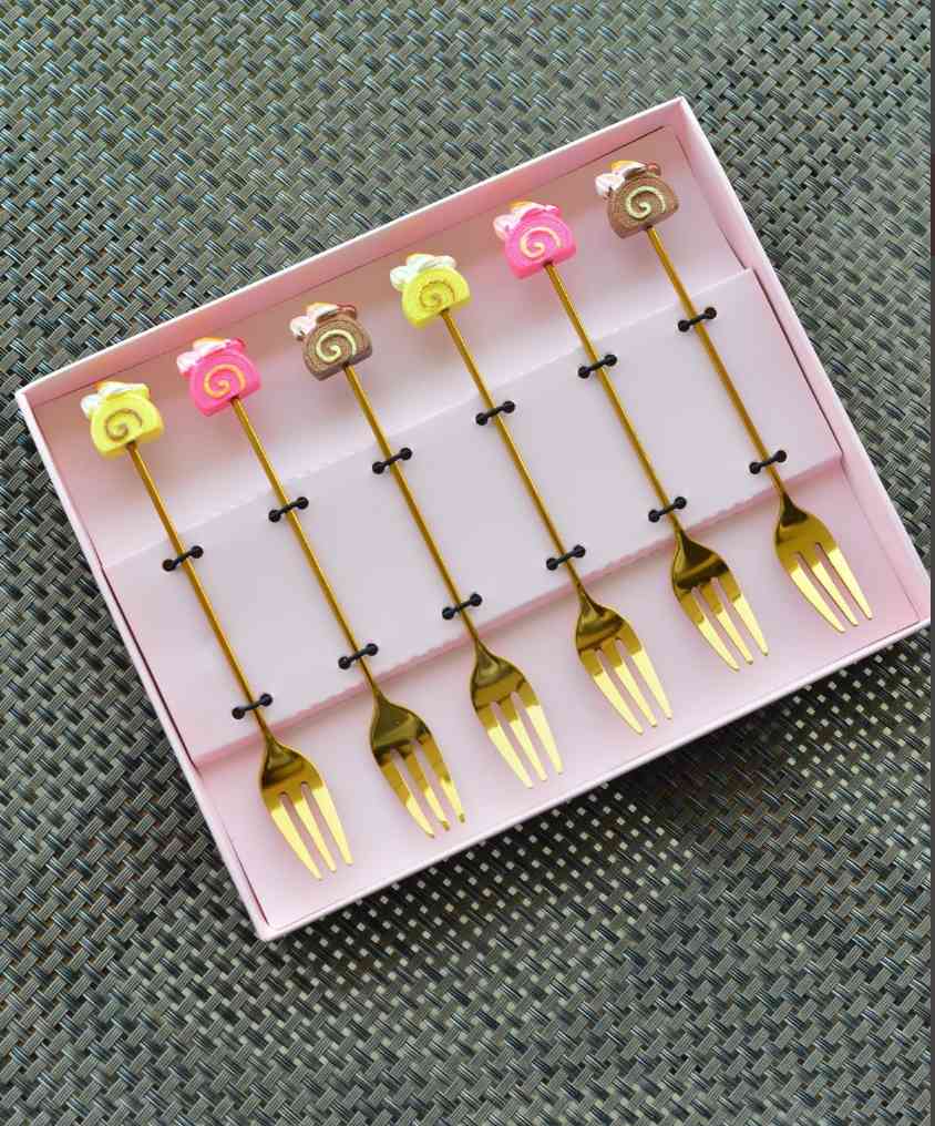 Lot de 6 Fourchettes  mignonnes en acier inoxydable 